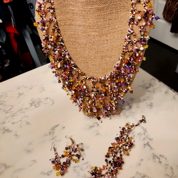 Necklace with Earrings and Bracelet